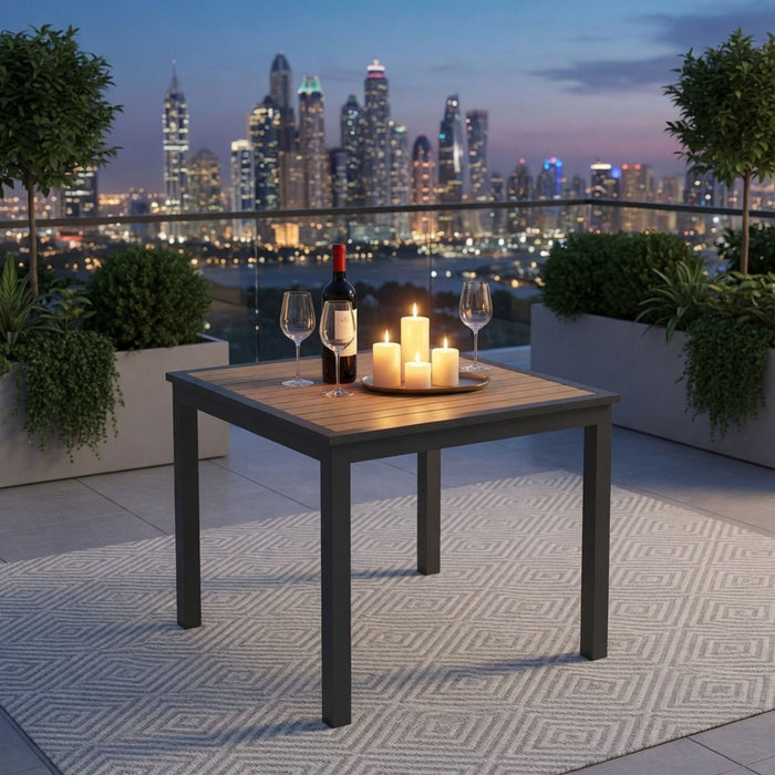 Outdoor Square Patio Slatted Dining Table - Gray Home Essentials