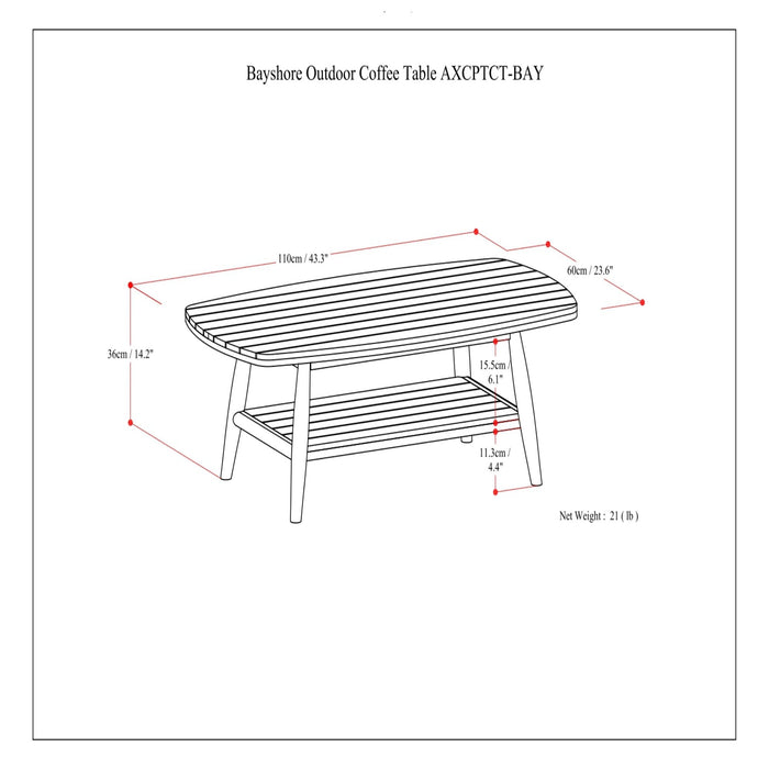 Bayshore - Outdoor Coffee Table - Light Teak Simpli-Home