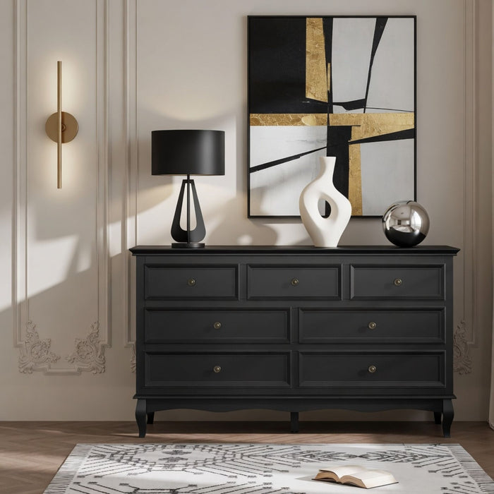 7 Drawer Dresser, Storage Chest - Black Home Essentials