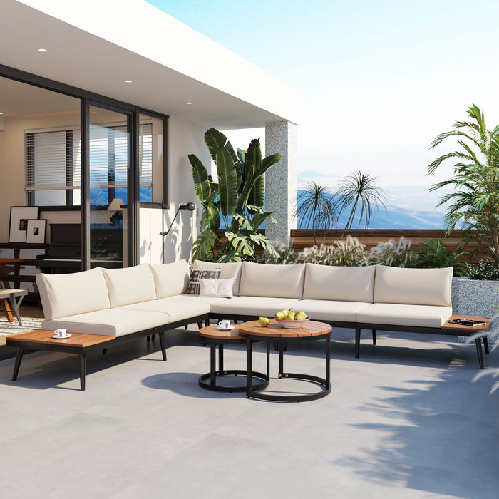 Modern Outdoor Sectional Sofa Set With Nesting Coffee Tables Hearth and Haven