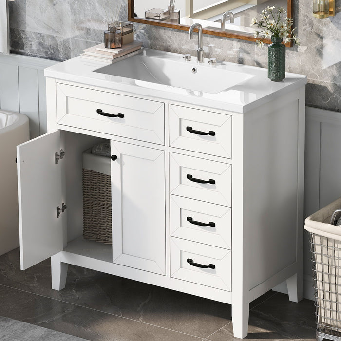 Modern Bathroom Vanity With Sink, Freestanding Design With Drawers And Doors Hearth and Haven