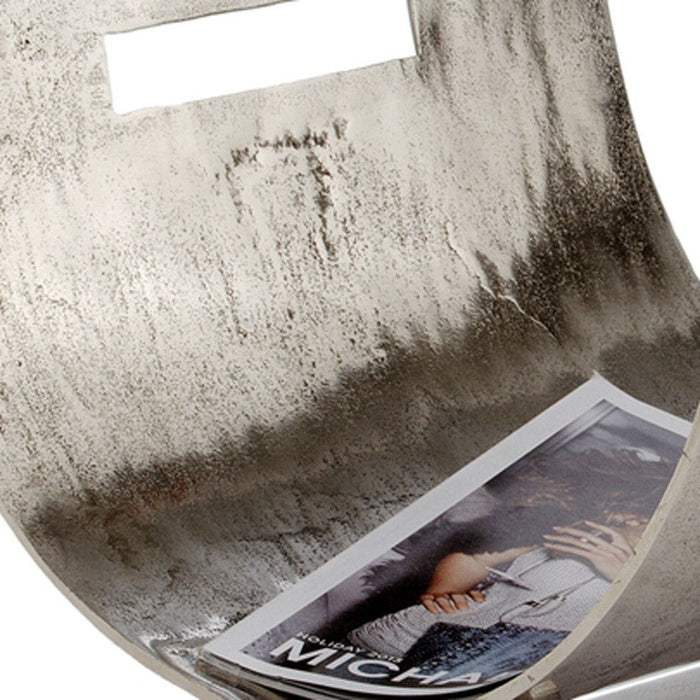 Modern Raw Silver Magazine Basket - Brushed