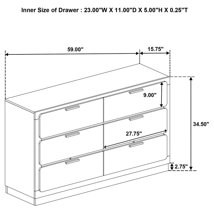 Sophia - 6 Drawer Dresser Furniture Max