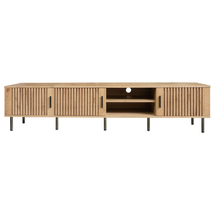 78" TV Stand For TVs Up To 85" With Closed Storage, Living Room Entertainment Center - Natural Wood Hearth and Haven