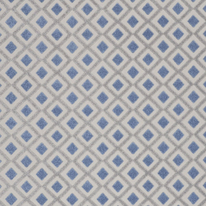 9' X 12' Gingham Non Skid Indoor / Outdoor Area Rug - Blue / Gray