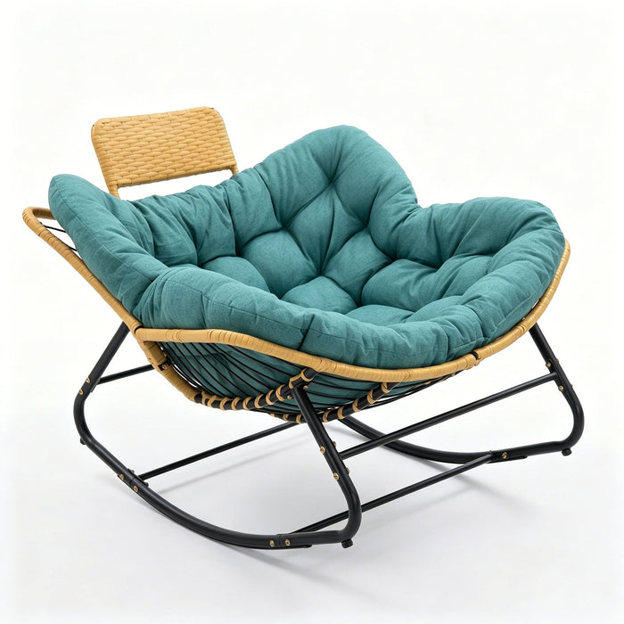 Oversized Papasan Rocking Chair Outdoor With Thick Cushion Home Essentials