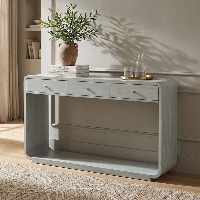 onsole Table With 3 Drawers And Display Shelf Noble House