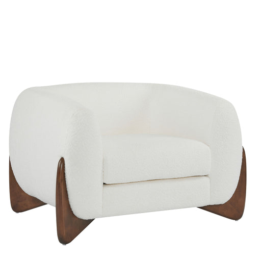 Modern Upholstered Boucle Arm Chair With Tuxedo Design And Triangular Legs Noble House