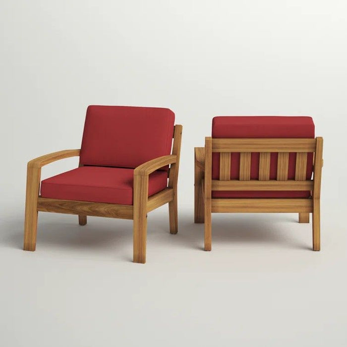 Grenada Club Chair - Red / Light Brown / Waterproof Fabric