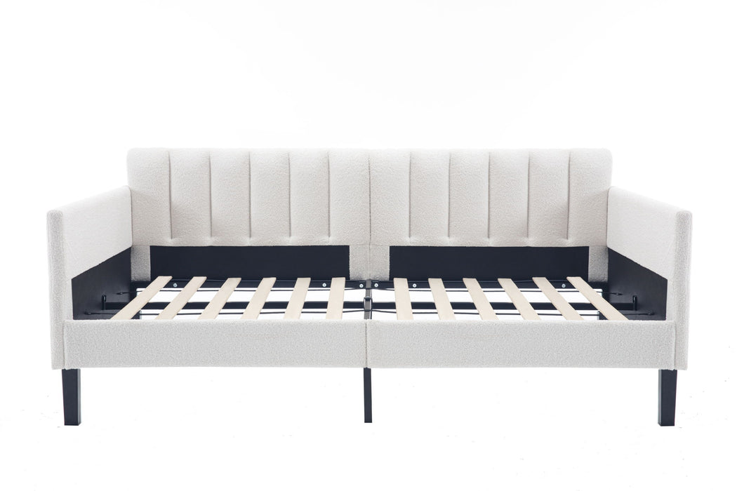 Elena - Boucle Upholstered Daybed, Ribbed Tufted Backrest