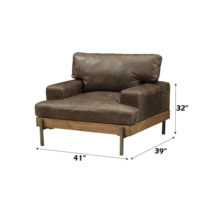 Silchester - Chair - Distress Chocolate Top Grain Leather & Oak ACME