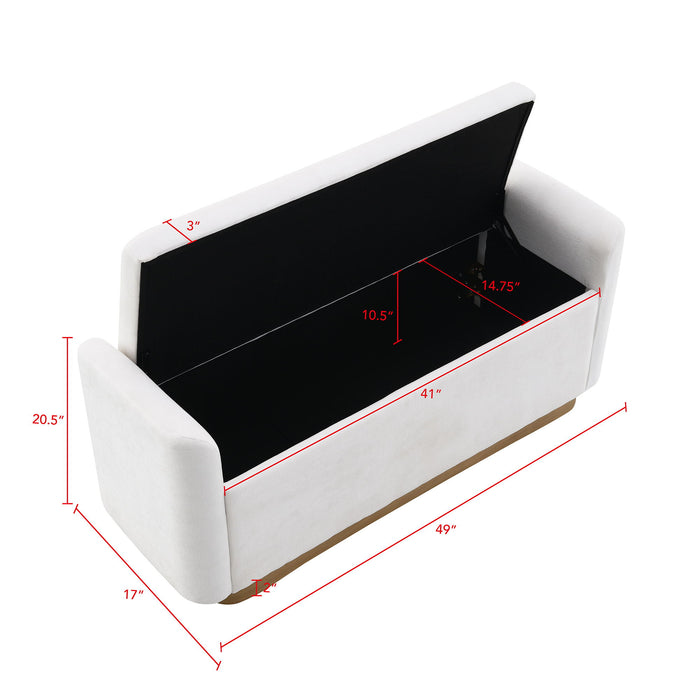 Upholstered Storage Bench With Safety Hinge Home Essentials
