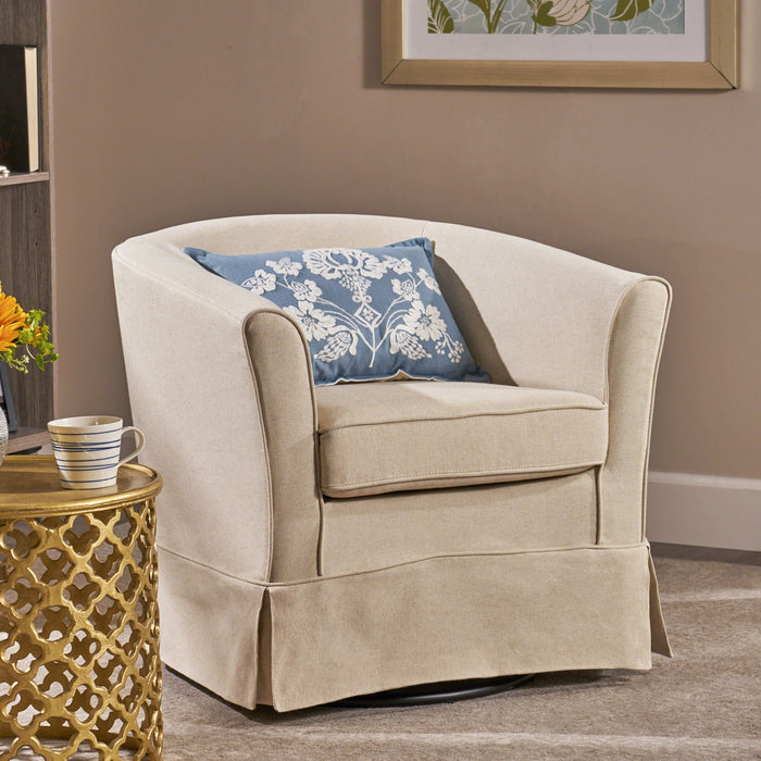 Glitter - Upholstered Swivel Chair With Loose Cover And Curved Back