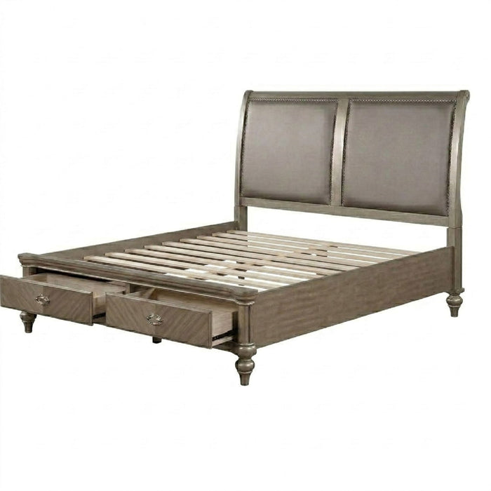 Bed With 2 Panel Upholstered Headboard And Footboard Drawers Home Essentials