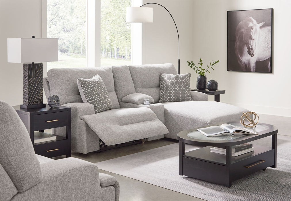 Acklen Place - 4 Pc. - 3-Piece Power Reclining Sectional Sofa With Raf Chaise, Wide Seat Power Recliner - Pewter Signature Design by Ashley®