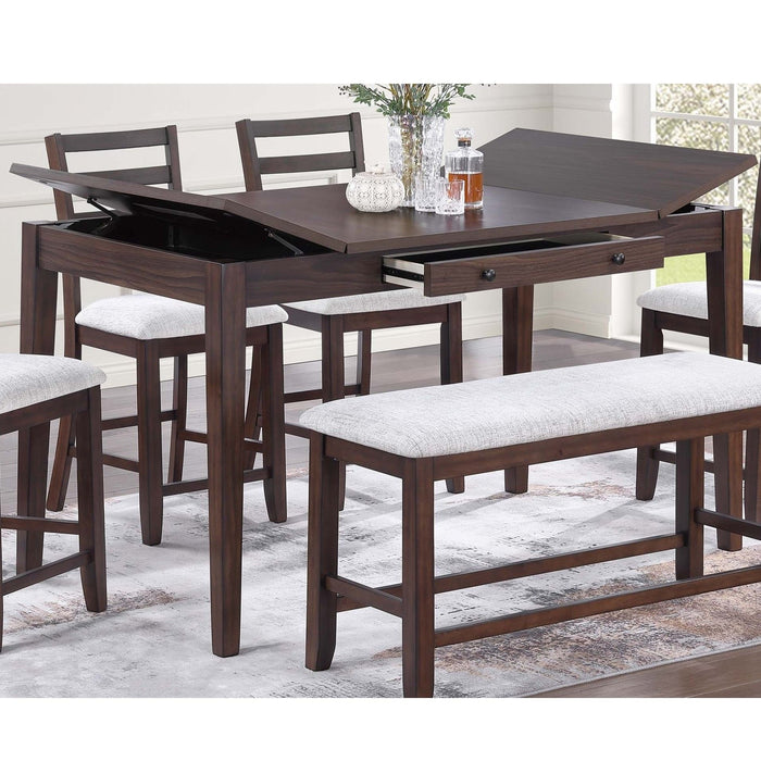 Counter Height Dining Table With Lift Top Storage And Front Drawer - Walnut Home Essentials