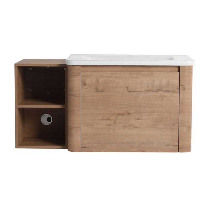 Wall Mounted Bathroom Vanity & Sink, Storage Shelves & Soft Close Door Home Essentials