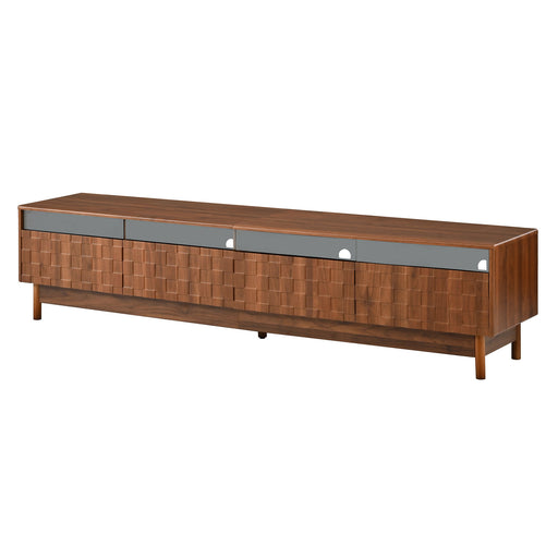 TV Stand With LED Lights And Glass Drawers For Living Room - Walnut Hearth and Haven