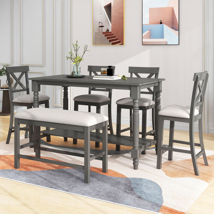 Counter Height Dining Set With Shelf, 4 Chairs And Bench Hearth and Haven