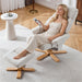 Upholstered Heated Massage 360° Swivel Accent Chair With Ottoman Home Essentials