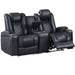 Power Reclining Loveseat With Adjustable Headrest, Storage, Cup Holders - Inky Blue Home Essentials