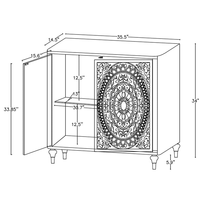 Angus - 2 Door Mandala Accent Cabinet - White Furniture Max
