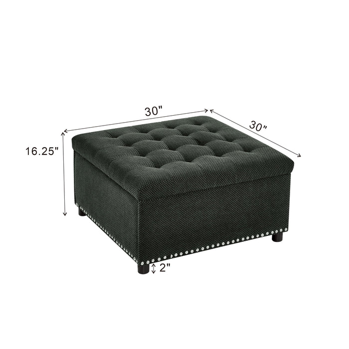 Square Tufted Storage Ottoman With Nailhead Trim Home Essentials