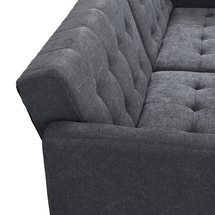 Linen Sleeper Sofa With Silver Legs - Dark Gray