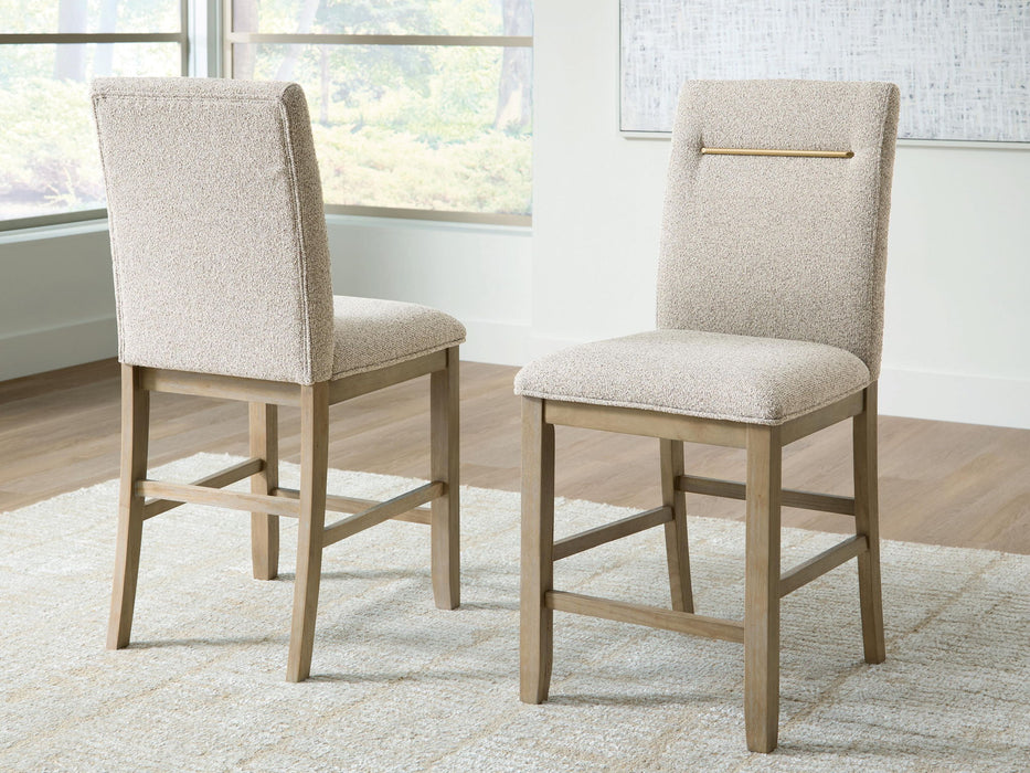 Lasinger - Upholstered Barstool (Set of 2) - Light Brown Signature Design by Ashley®
