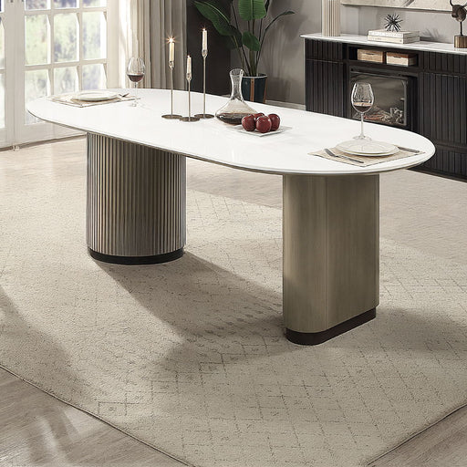 Clayten - Dining Table - Engineered Top & Light Oak ACME