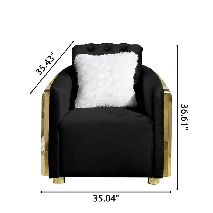 Accent Chair With Button Tufted Diamond Grid & 1 Pillow For Living Room Home Essentials
