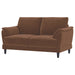 Dania - Upholstered Crescent Loveseat With Curved Tufted Arms - Rust Furniture Max