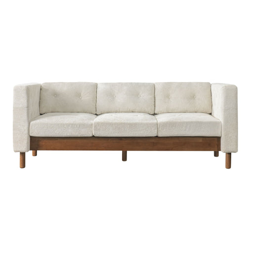 3 Seater Sofa With Square Arms, Tufted Pillow Back For Living Room Noble House