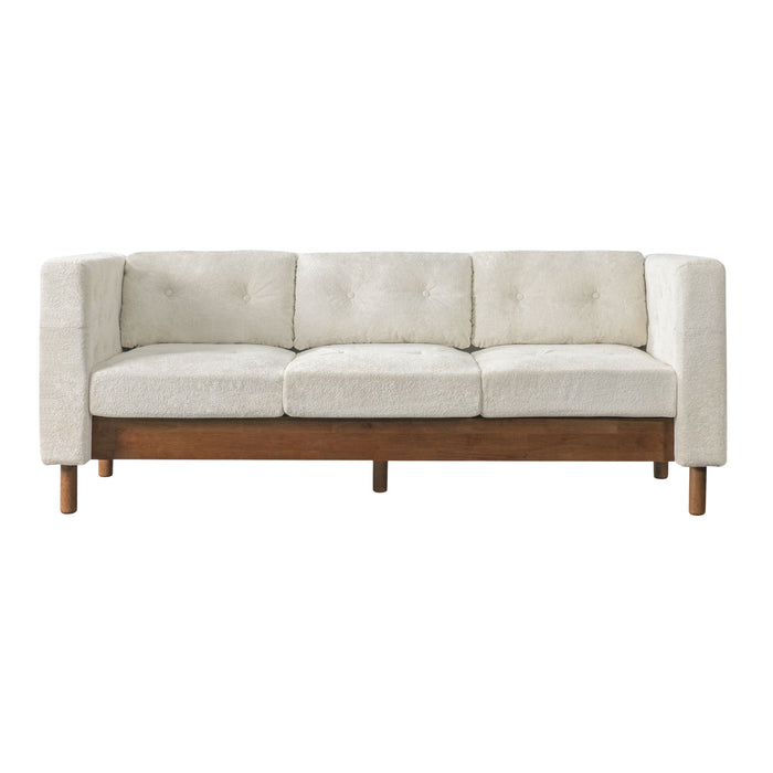 3 Seater Sofa With Square Arms, Tufted Pillow Back For Living Room Noble House
