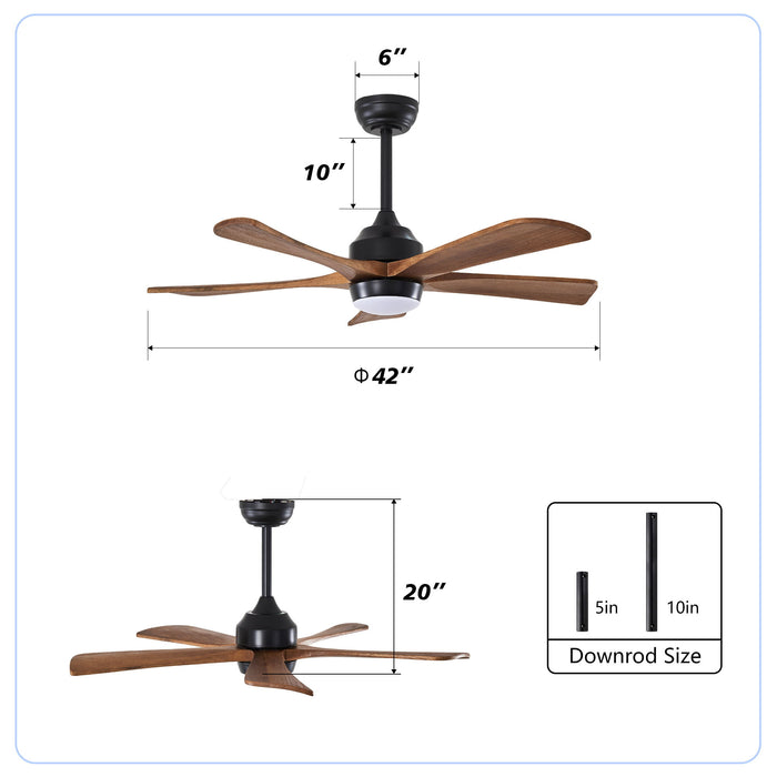 5 Blades Ceiling Fan With Lights Remote Control - Matte Black Daily Nest