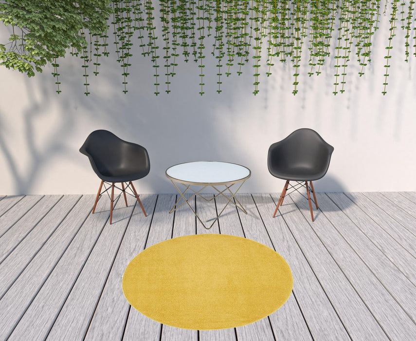 6' X 6' Round Non Skid Indoor / Outdoor Area Rug - Yellow