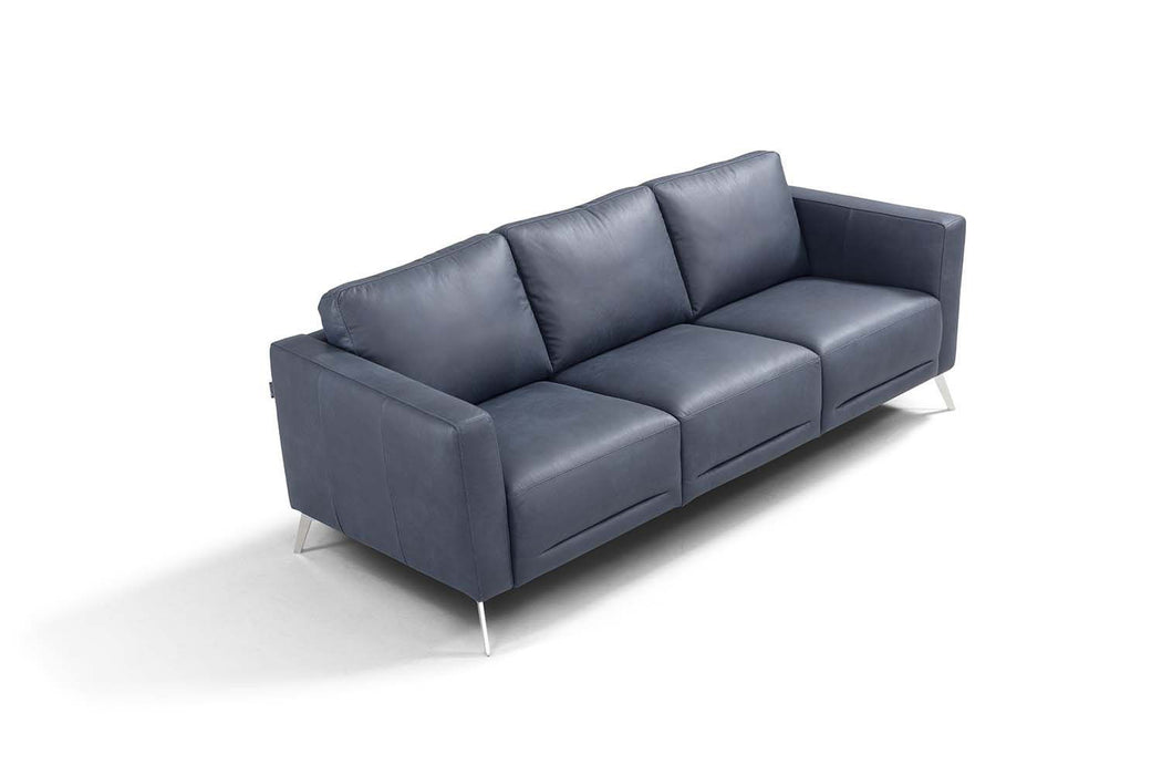 Sofa 85" - Blue Leather And Black
