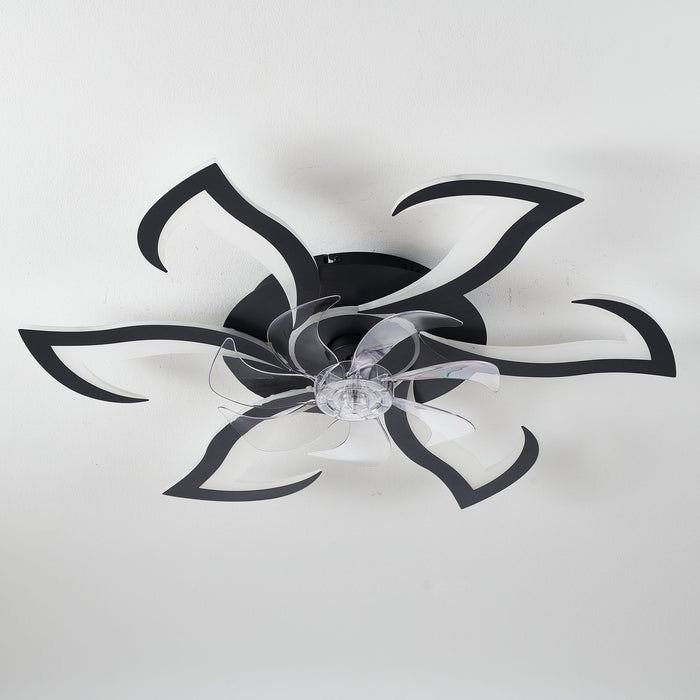 Flower Ceiling Fan With LED Dimmable Light, Flush Mount Ceiling Fan With Remote Control, Low Profile Design, 6 Speeds, Timing Function Daily Nest
