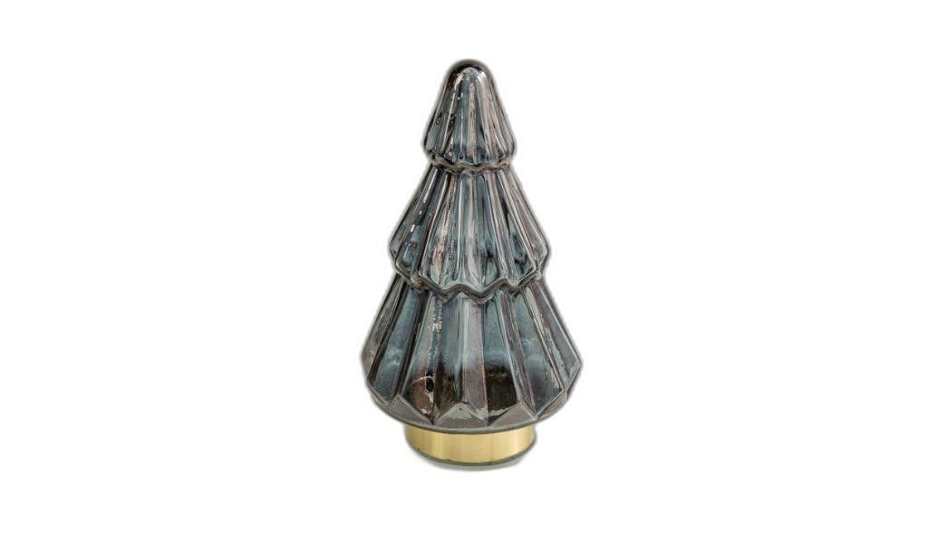 9"H Glass Christmas Tree Sculpture - Grey And Gold