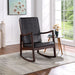 Raina - Rocking Chair - Dark Brown Synthetic Leather & Espresso ACME