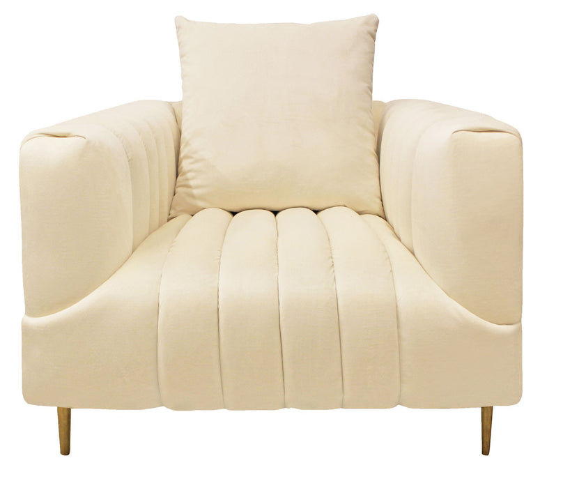 Velvet and Gold Solid Color Lounge Chair 37" - Ivory