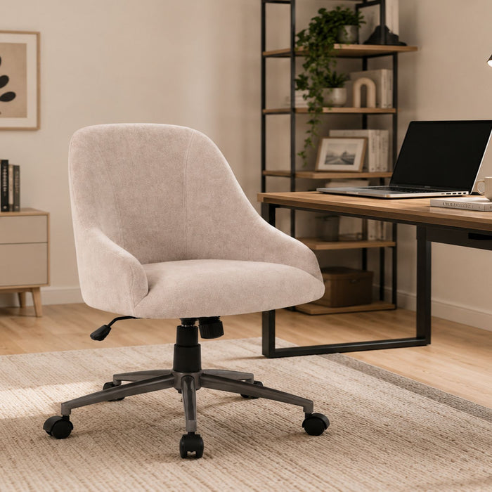 Ergonomic Office Enveloping Bucket Back Swivel Computer Chair - Beige Home Essentials