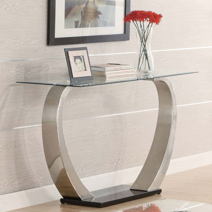 Lana - Satin Glass Top Base Console Table - Silver Furniture Max