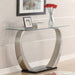 Lana - Satin Glass Top Base Console Table - Silver Furniture Max
