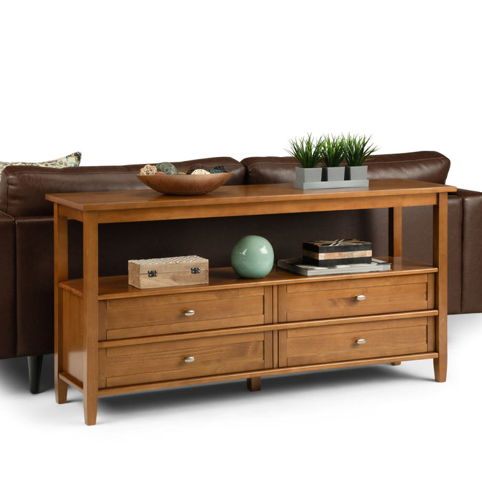 Warm Shaker - Wide Console Sofa Table - Light Golden Brown Simpli-Home
