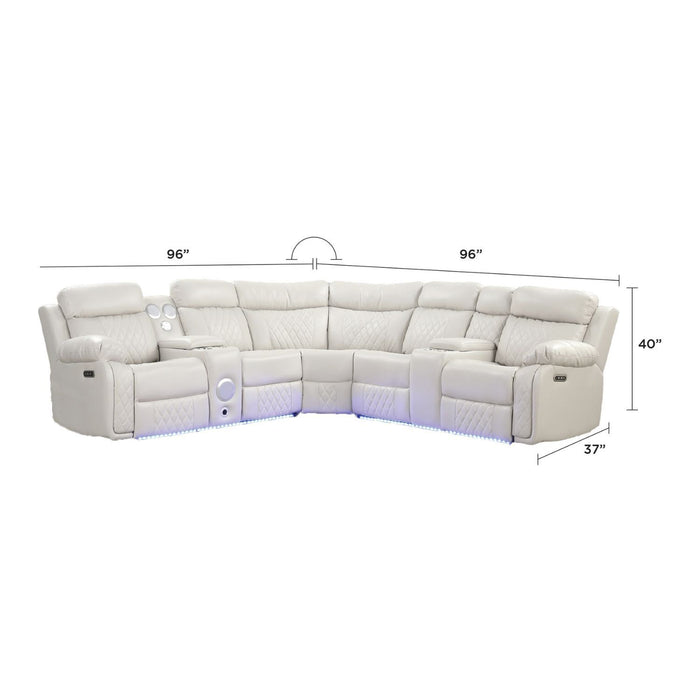 Lacrosse - Power Reclining Sectional Sofa & Bluetooth Speakers, LED Lights, Console Storage, Cup Holders And USB Charging - Beige Matrix Furniture Group