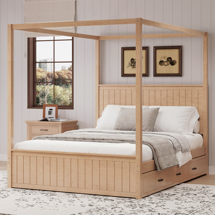 Canopy Platform Bed With Trundle And 3 Storage Drawers Hearth and Haven