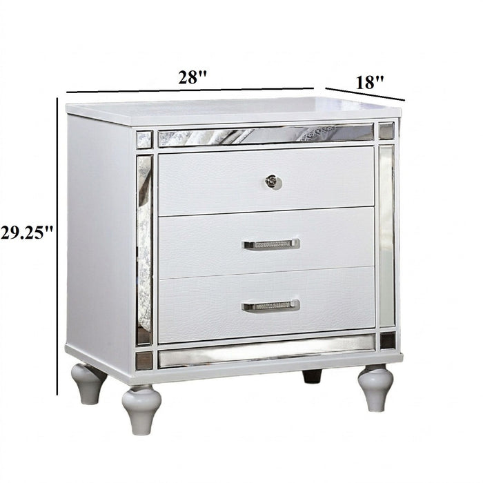 Contemporary Nightstand With Crocodile Textured Trim Home Essentials