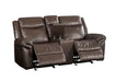 Lydia - Motion Loveseat With USB & Console - Brown Leather Aire ACME