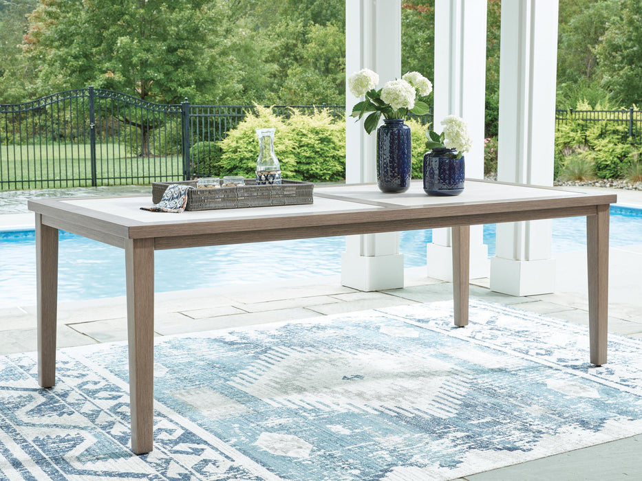 Rainier Ranch - Rectangle Dining Table With Umbrella Option - Brown / Beige Signature Design by Ashley®